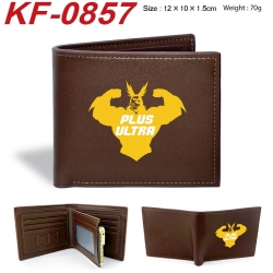 My Hero Academia Anime peripheral black brown leather double fold wallet 12X10X1.5CM 70g