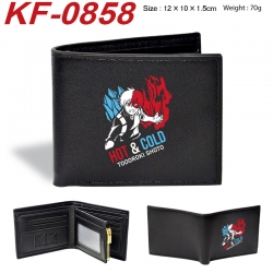 My Hero Academia Anime peripheral black brown leather double fold wallet 12X10X1.5CM 70g