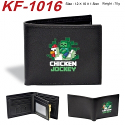 Minecraft Anime peripheral black brown leather double fold wallet 12X10X1.5CM 70g