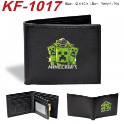 Minecraft Anime peripheral black brown leather double fold wallet 12X10X1.5CM 70g