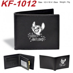 Lilo & Stitch Anime peripheral black brown leather double fold wallet 12X10X1.5CM 70g