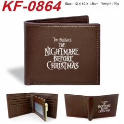 The Nightmare Before Christmas Anime peripheral black brown leather double fold wallet 12X10X1.5CM 70g