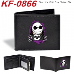 The Nightmare Before Christmas Anime peripheral black brown leather double fold wallet 12X10X1.5CM 70g
