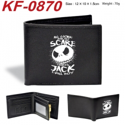 The Nightmare Before Christmas Anime peripheral black brown leather double fold wallet 12X10X1.5CM 70g