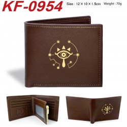 The Legend of Zelda Anime peripheral black brown leather double fold wallet 12X10X1.5CM 70g