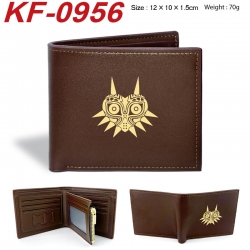The Legend of Zelda Anime peripheral black brown leather double fold wallet 12X10X1.5CM 70g