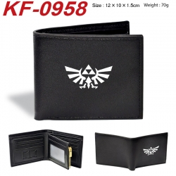 The Legend of Zelda Anime peripheral black brown leather double fold wallet 12X10X1.5CM 70g