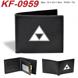 The Legend of Zelda Anime peripheral black brown leather double fold wallet 12X10X1.5CM 70g