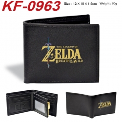 The Legend of Zelda Anime peripheral black brown leather double fold wallet 12X10X1.5CM 70g