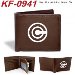 DRAGON BALL Anime peripheral black brown leather double fold wallet 12X10X1.5CM 70g