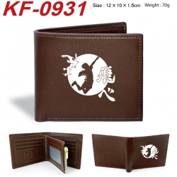 Haikyuu!! Anime peripheral black brown leather double fold wallet 12X10X1.5CM 70g