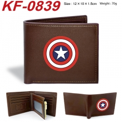 Marvel Anime peripheral black brown leather double fold wallet 12X10X1.5CM 70g
