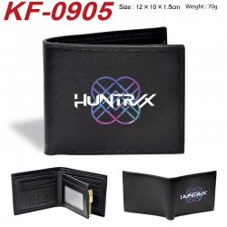 K-Pop:Demon Hunters Anime peripheral black brown leather double fold wallet 12X10X1.5CM 70g