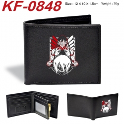 Shingeki no Kyojin Anime peripheral black brown leather double fold wallet 12X10X1.5CM 70g