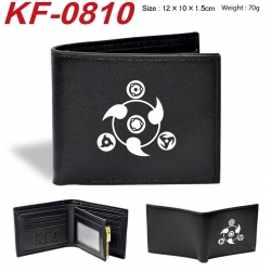 Naruto Anime peripheral black brown leather double fold wallet 12X10X1.5CM 70g