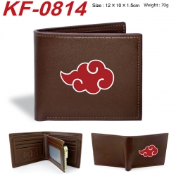Naruto Anime peripheral black brown leather double fold wallet 12X10X1.5CM 70g