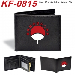 Naruto Anime peripheral black brown leather double fold wallet 12X10X1.5CM 70g