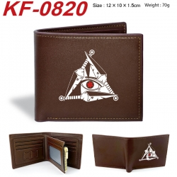 Naruto Anime peripheral black brown leather double fold wallet 12X10X1.5CM 70g