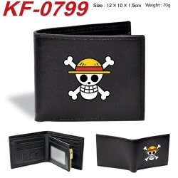 One Piece Anime peripheral black brown leather double fold wallet 12X10X1.5CM 70g