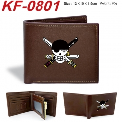 One Piece Anime peripheral black brown leather double fold wallet 12X10X1.5CM 70g