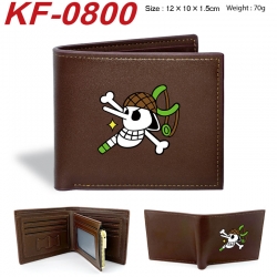 One Piece Anime peripheral black brown leather double fold wallet 12X10X1.5CM 70g