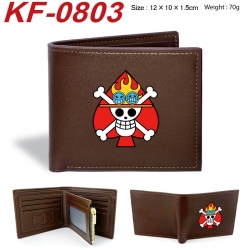 One Piece Anime peripheral black brown leather double fold wallet 12X10X1.5CM 70g
