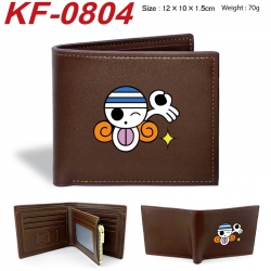 One Piece Anime peripheral black brown leather double fold wallet 12X10X1.5CM 70g