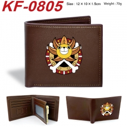 One Piece Anime peripheral black brown leather double fold wallet 12X10X1.5CM 70g
