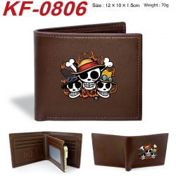 One Piece Anime peripheral black brown leather double fold wallet 12X10X1.5CM 70g