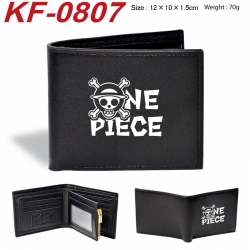 One Piece Anime peripheral black brown leather double fold wallet 12X10X1.5CM 70g