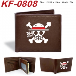 One Piece Anime peripheral black brown leather double fold wallet 12X10X1.5CM 70g