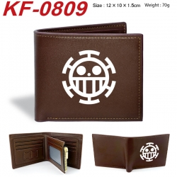 One Piece Anime peripheral black brown leather double fold wallet 12X10X1.5CM 70g