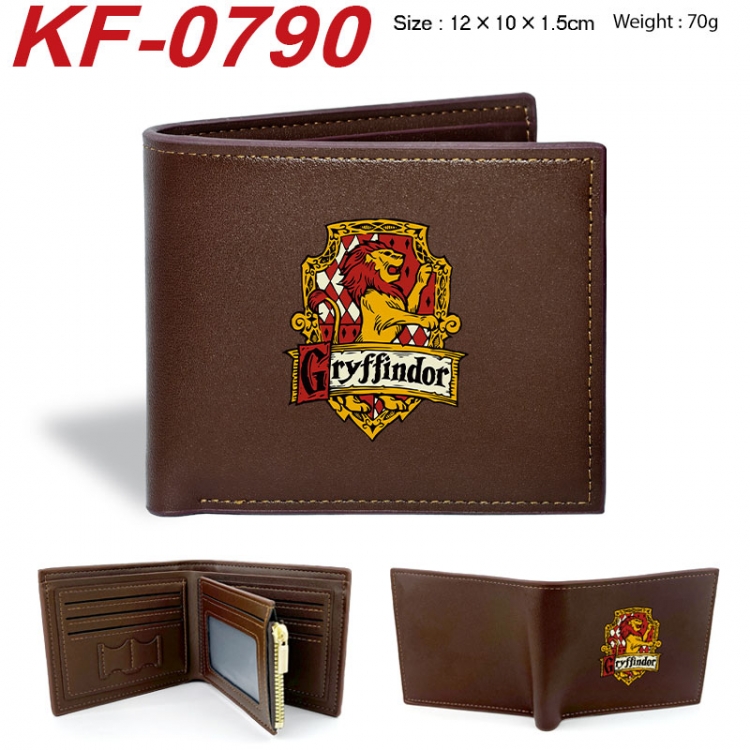 Harry Potter Anime peripheral black brown leather double fold wallet 12X10X1.5CM 70g