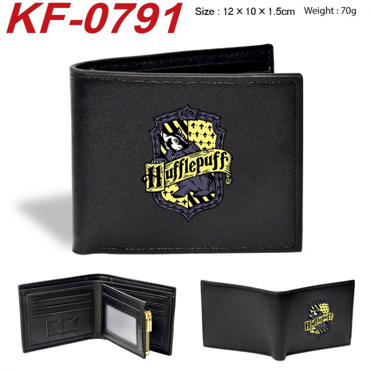 Harry Potter Anime peripheral black brown leather double fold wallet 12X10X1.5CM 70g