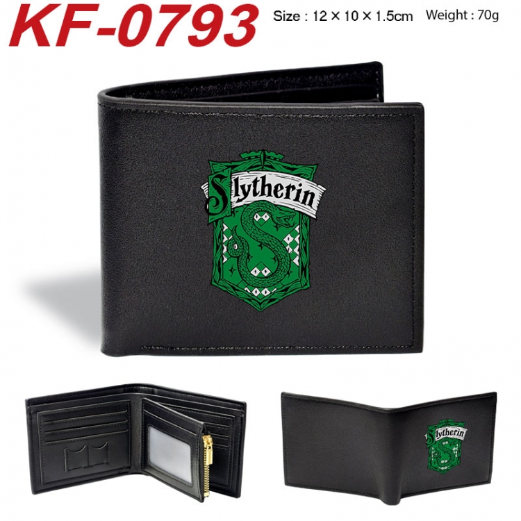 Harry Potter Anime peripheral black brown leather double fold wallet 12X10X1.5CM 70g