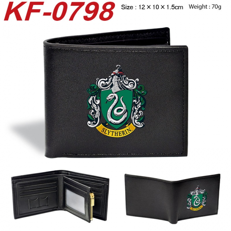 Harry Potter Anime peripheral black brown leather double fold wallet 12X10X1.5CM 70g