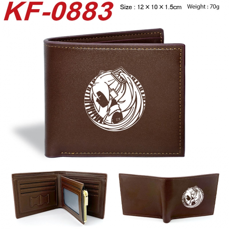 Hatsune Miku Anime peripheral black brown leather double fold wallet 12X10X1.5CM 70g