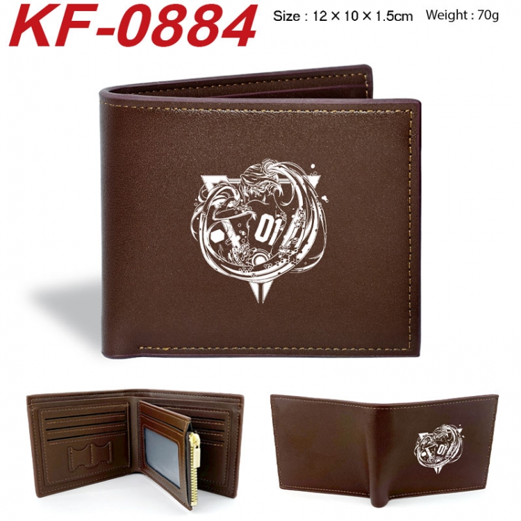 Hatsune Miku Anime peripheral black brown leather double fold wallet 12X10X1.5CM 70g
