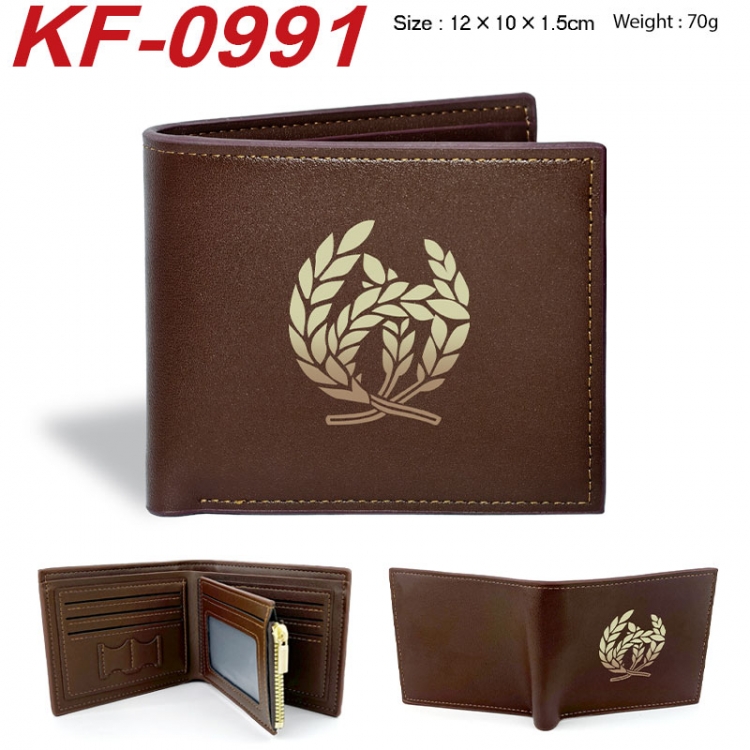 Honkai: Star Rail Anime peripheral black brown leather double fold wallet 12X10X1.5CM 70g