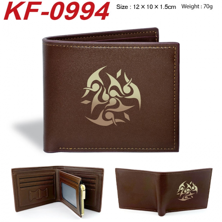 Honkai: Star Rail Anime peripheral black brown leather double fold wallet 12X10X1.5CM 70g