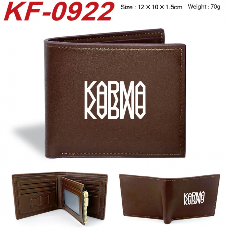 Stray Kids Anime peripheral black brown leather double fold wallet 12X10X1.5CM 70g