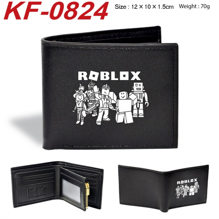 Roblox Anime peripheral black brown leather double fold wallet 12X10X1.5CM 70g