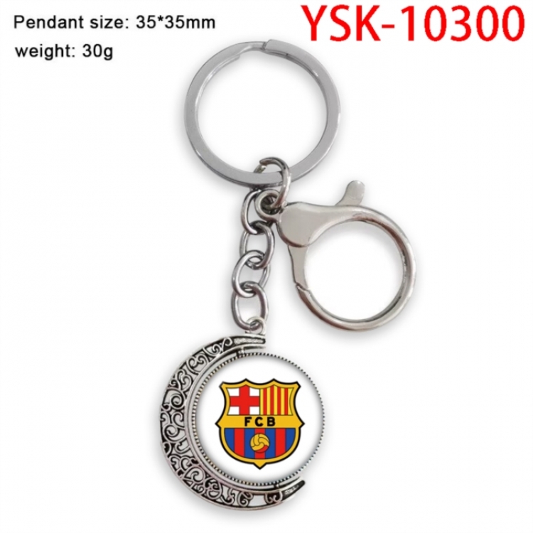 Football star Anime double-sided crystal rotating gemstone keychain pendant price for 5 pcs