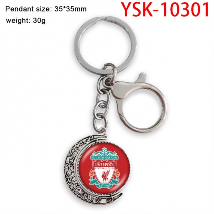 Football star Anime double-sided crystal rotating gemstone keychain pendant price for 5 pcs