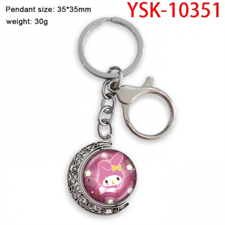 Melody Anime double-sided crystal rotating gemstone keychain pendant price for 5 pcs
