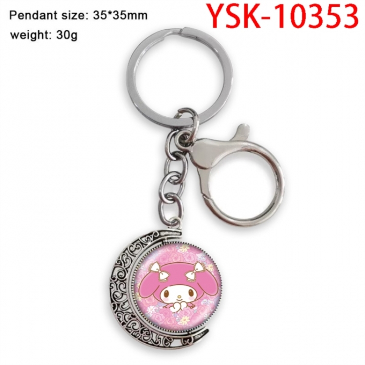 Melody Anime double-sided crystal rotating gemstone keychain pendant price for 5 pcs