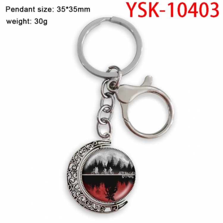Stranger Things Anime double-sided crystal rotating gemstone keychain pendant price for 5 pcs