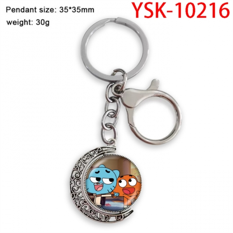 The Amazing World of Gumball Anime double-sided crystal rotating gemstone keychain pendant price for 5 pcs