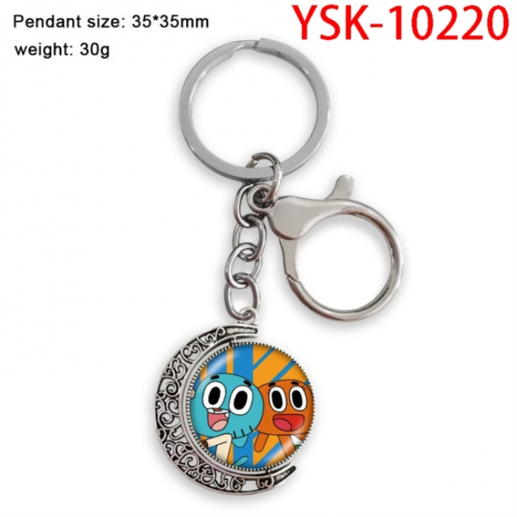 The Amazing World of Gumball Anime double-sided crystal rotating gemstone keychain pendant price for 5 pcs
