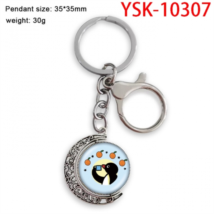 Pingu Anime double-sided crystal rotating gemstone keychain pendant price for 5 pcs